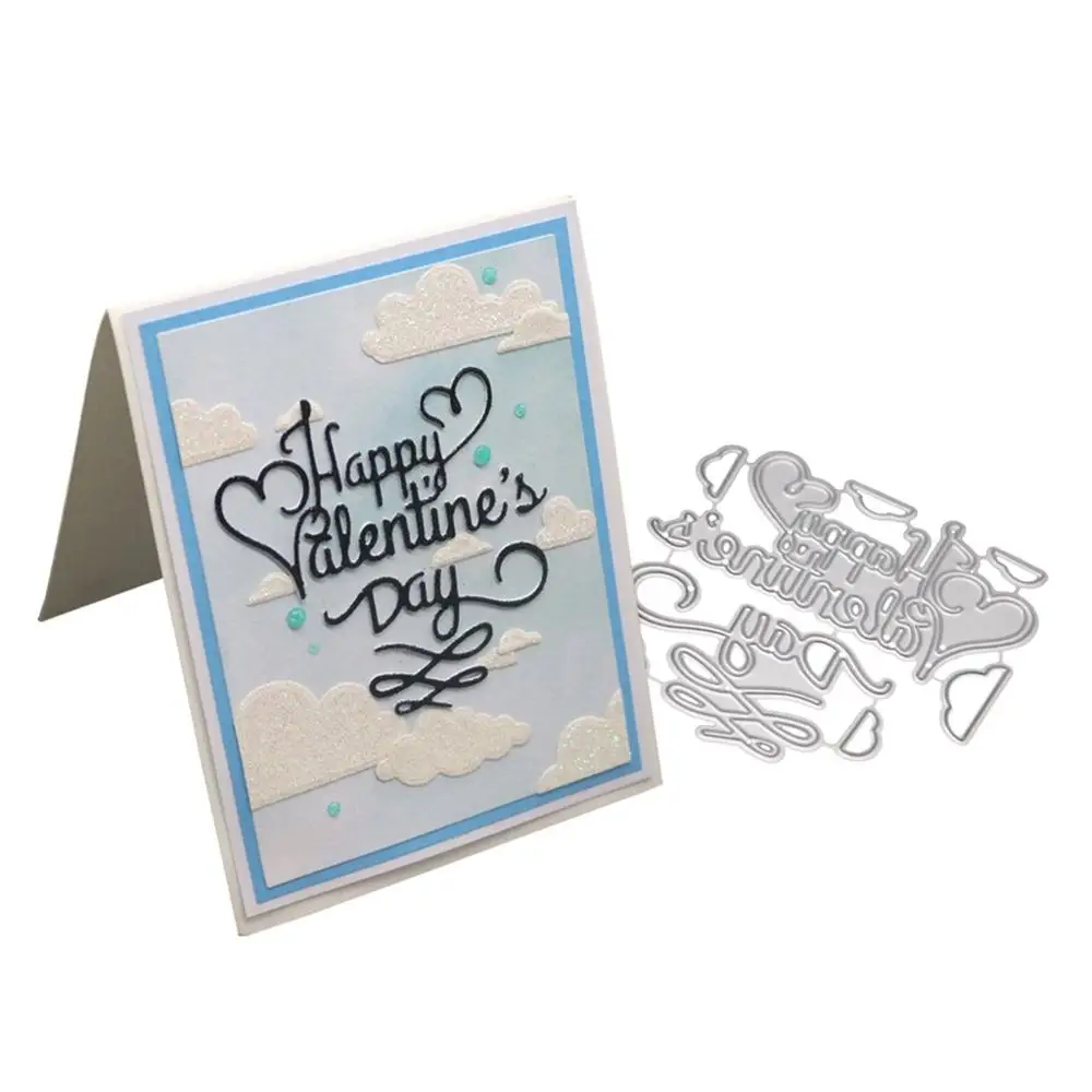 

Happy Valentine's Day Cutting Dies for Card Making, URYKE Die Cuts Stencil Metal Pattern Template for DIY Embossing Scrapbooking