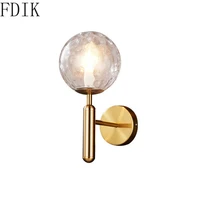 modern led glass ball wall light round metal wall lamp for home industrial loft decor bathroom kitchen bedroom sconce luminaires