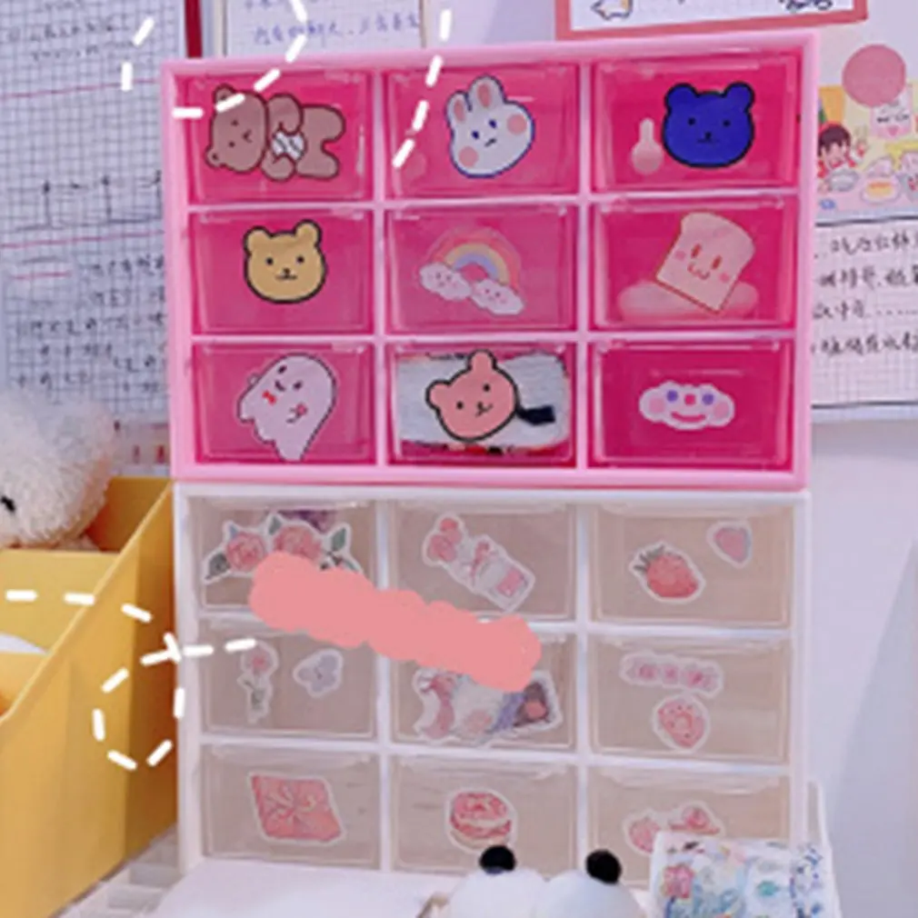 

Nine Grids Dustproof Drawer Storage Box Desktop Stationery Jewelry Hand Account Cosmetics Storage Box