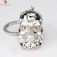 movie terminator skull head logo keychain heavy metal style punk hip hop street jewelry for men fashion gift