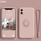 Магнитный жидкий силиконовый чехол для iPhone 13 Pro, 12 Mini, 11 Pro, XR, Xs Max, SE2, 6S, 7, 8 Plus, с ремешком и кольцом