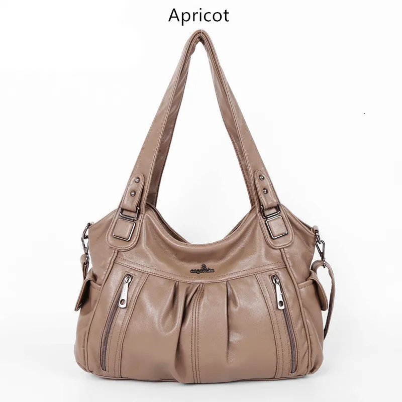 Cgmana Designer Famous Brand Washed Soft Leather Luxury Handbags High Quality Women Shoulder Bags