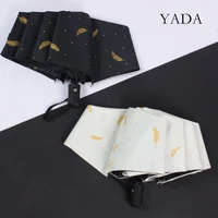 yada ins fashion feather folding automatic umbrella for women girl uv rainproof umbrella parasol rain sun umbrellas yd200158