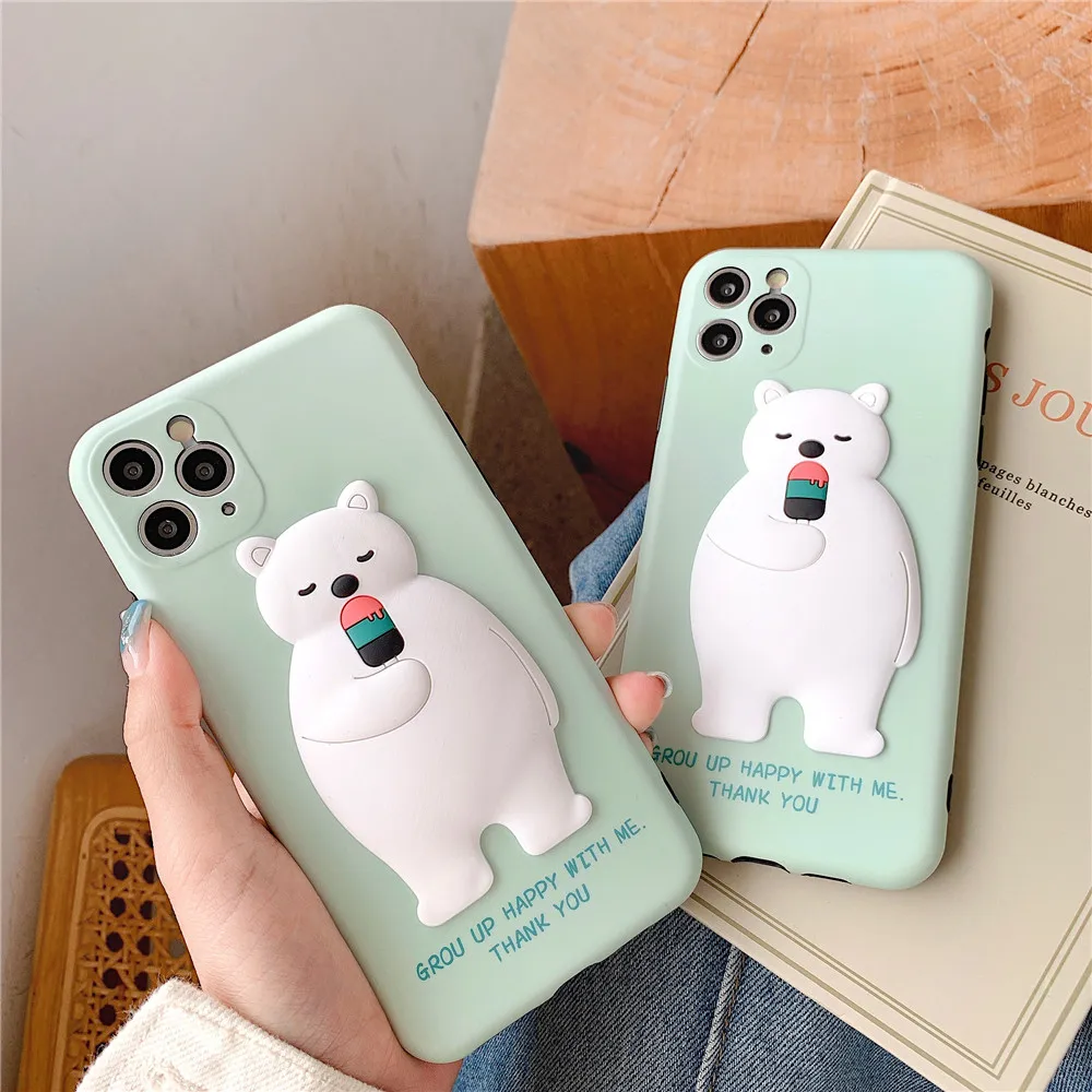 Для iPhone11 XR 11 Pro XS Max 3D милый мультяшный медведь чехол для iPhone7/8 корейский