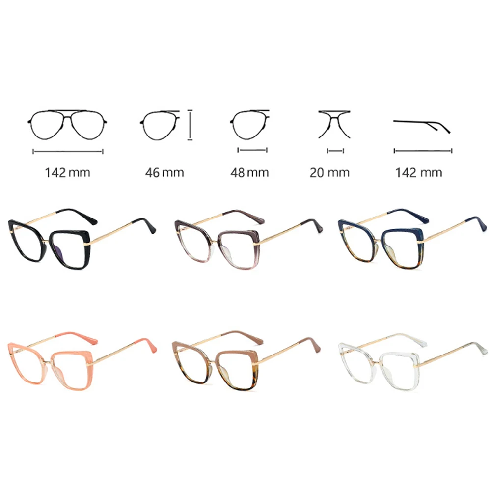 

Kachawoo female cat eye retro glasses anti blue light for computer TR90 optical eyewear accessories metal ladies blue leopard