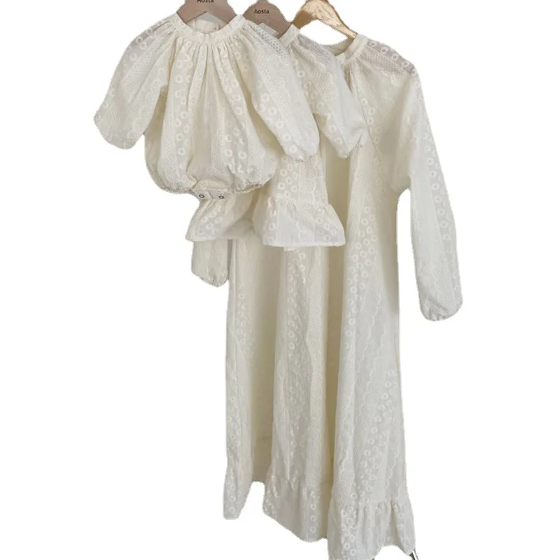 

Spring New Korea Children's Clothes Girls' Comfort Lace Crochet Long Sleeve Romper Infant Jumpsuit