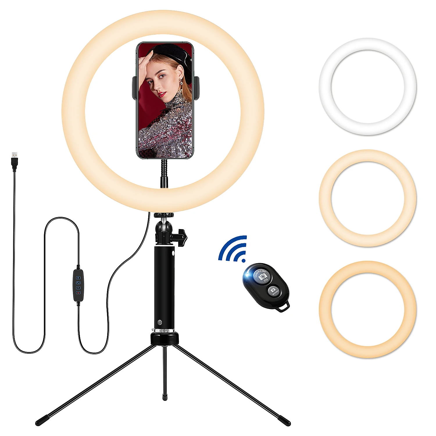 Светодиодный кольцевой светильник с регулируемой яркостью 10 дюймов штатив