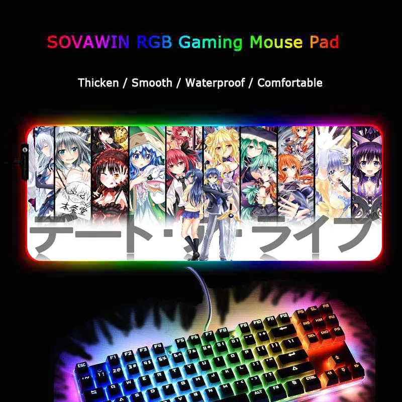 

Anime Girl Large RGB LED Mouse Pad 7 Color USB Wired Lighting Gaming Gamer Color Mousepad for Laptop Computer Desk Mat Mice