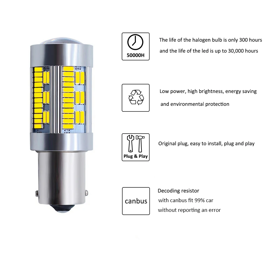 1156 P21W PY21W 7440 W21W T20 4014 105SMD Canbus НЕ Hyperflash светодиодный светильник для обратный сигнал