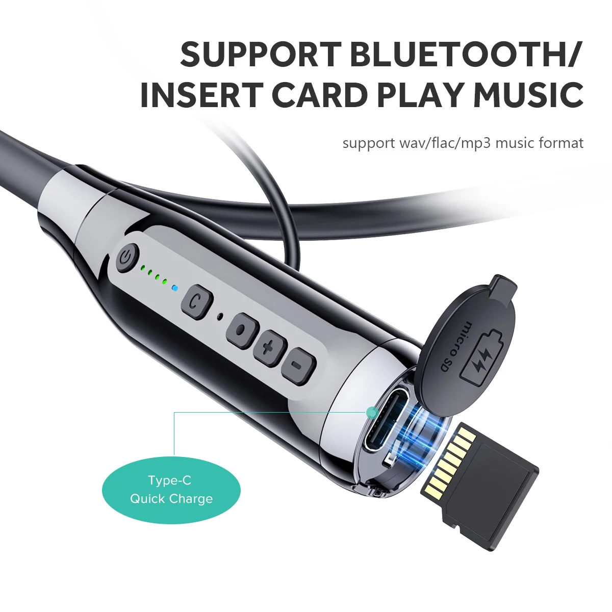 저렴한 TWS Bluetooth 5.0 헤드폰 (음악 용 삽입 카드 포함) 1000mAh 스포츠 헤드셋 9D 스테레오 (마이크 포함)