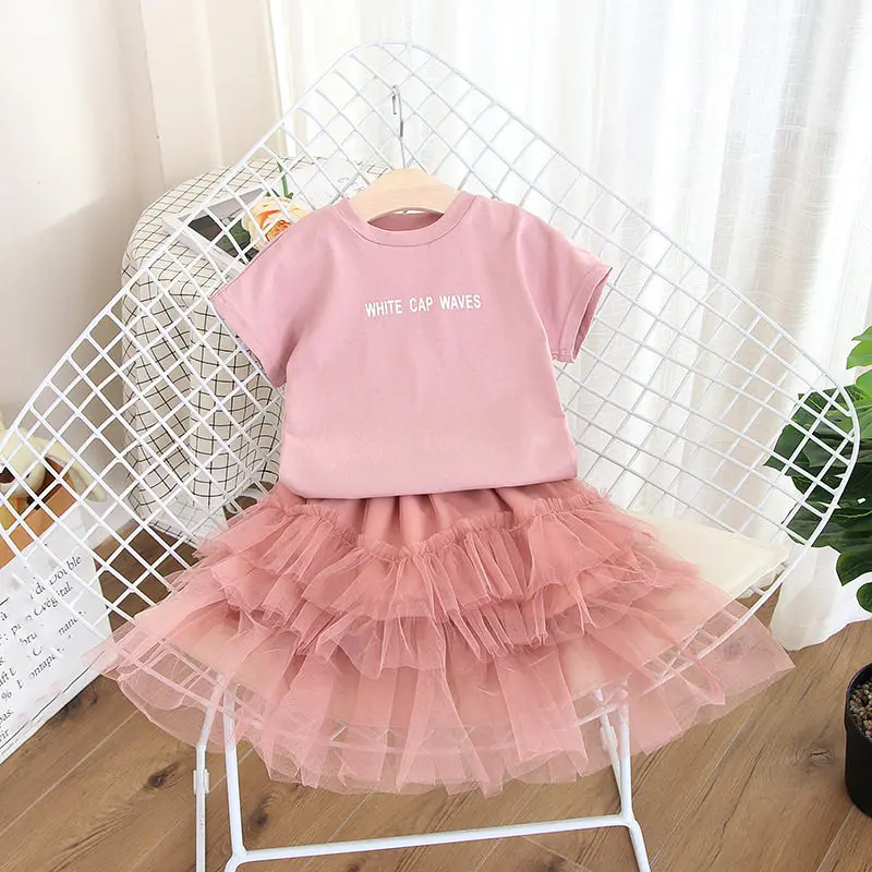 Костюм для девочек Новинка лета 2021 модная детская блузка с коротким рукавом и