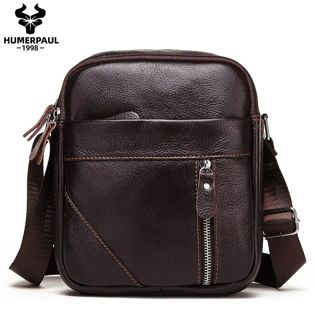 

Famous Brand 100% Genuine Leather Messenger Bag Men Small Shoulder Bag Handbag Busines Bolsas Travel Sling Crossbody for Male