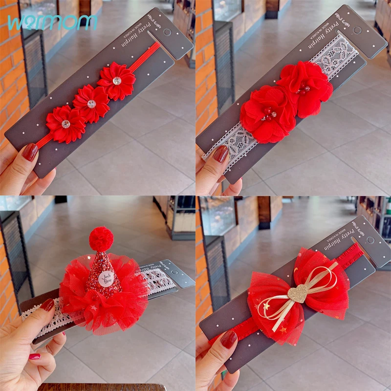 Повязка на голову для новорожденных девочек с бантом и цветами | Детская одежда