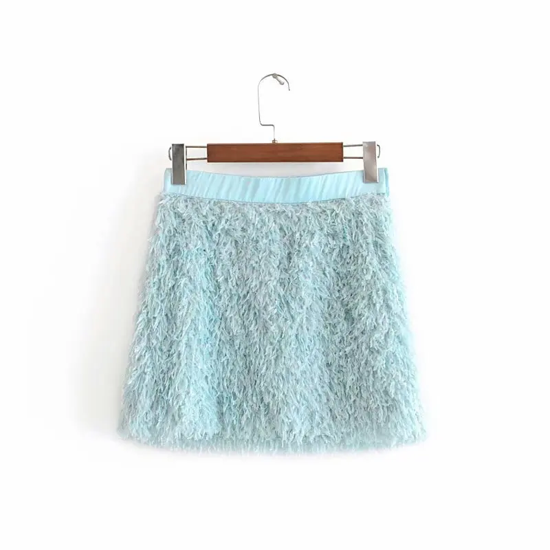 Юбка трикотажная осенне-зимняя синяя | Женская одежда