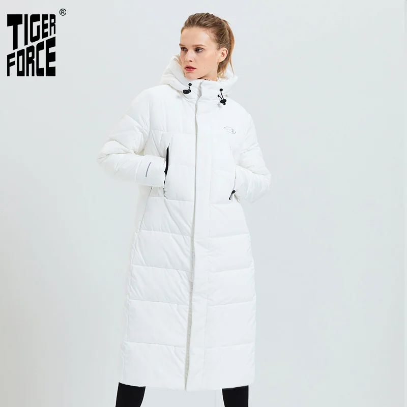 Женская длинная куртка с капюшоном Tiger Force теплая парка на каждый день зимнее