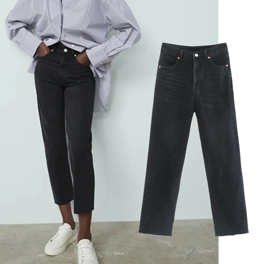 

Джинсы женские прямые с высокой талией, в английском стиле