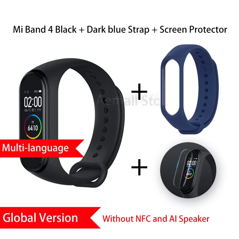 GL Darkblue Глобальная версия Xiaomi mi Band 4 Smart mi band 4 браслет пульсометр фитнес 135 мАч цветной экран Bluetooth 5,0 китайская версия - Цвет: GL Darkblue