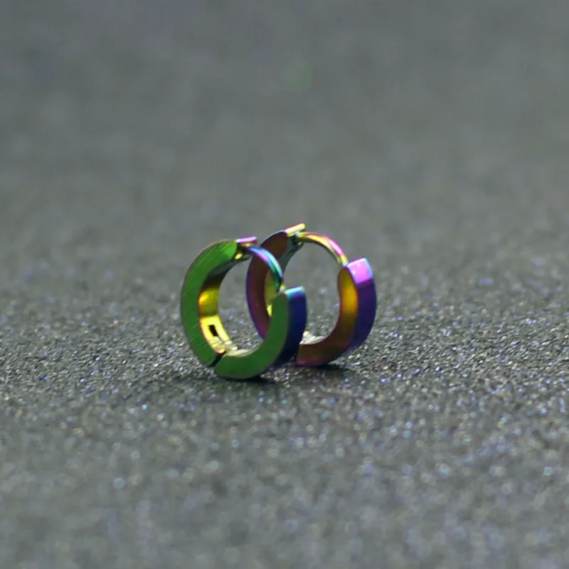 Small Hoop Earrings Silver Gold 316L Stainless Steel Earring for Women Men Ear Rings Clip Colored Circle e0213 | Украшения и