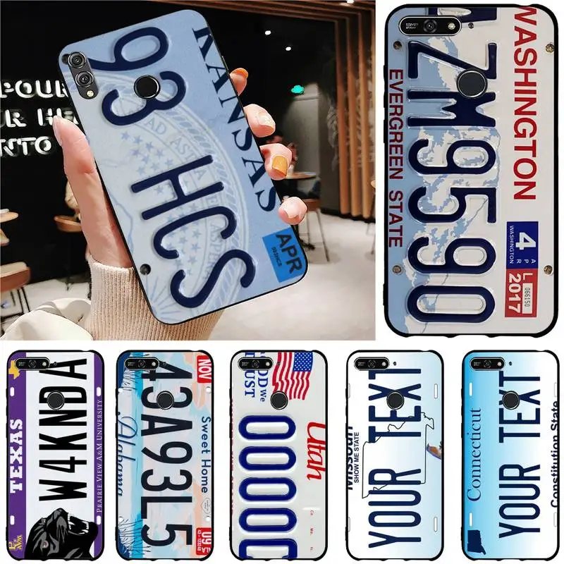 

License Plate KANSAS 593 HCS Phone Case For Huawei Honor 8 X 9 10 20 V 30 Pro 10 20 Lite 7A 9lite Fundas Case