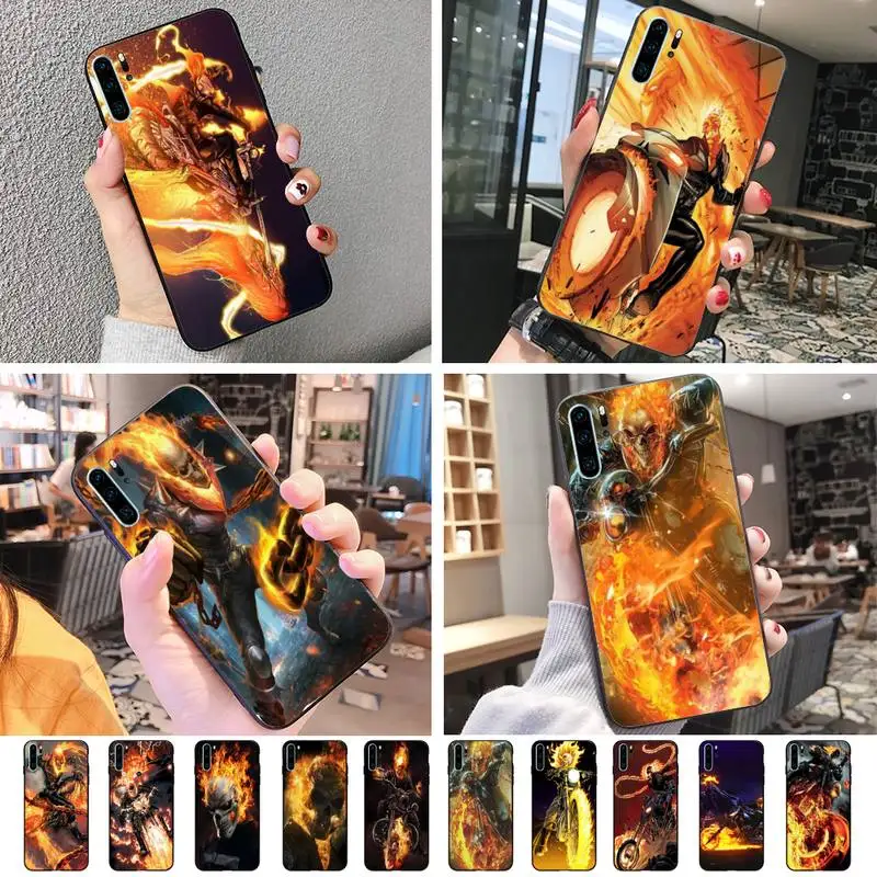 Чехол для телефона с пламенным черепом Huawei P8 P9 P10 p20lite2019 P20 P30 PSMART|Чехлы-накладки| |