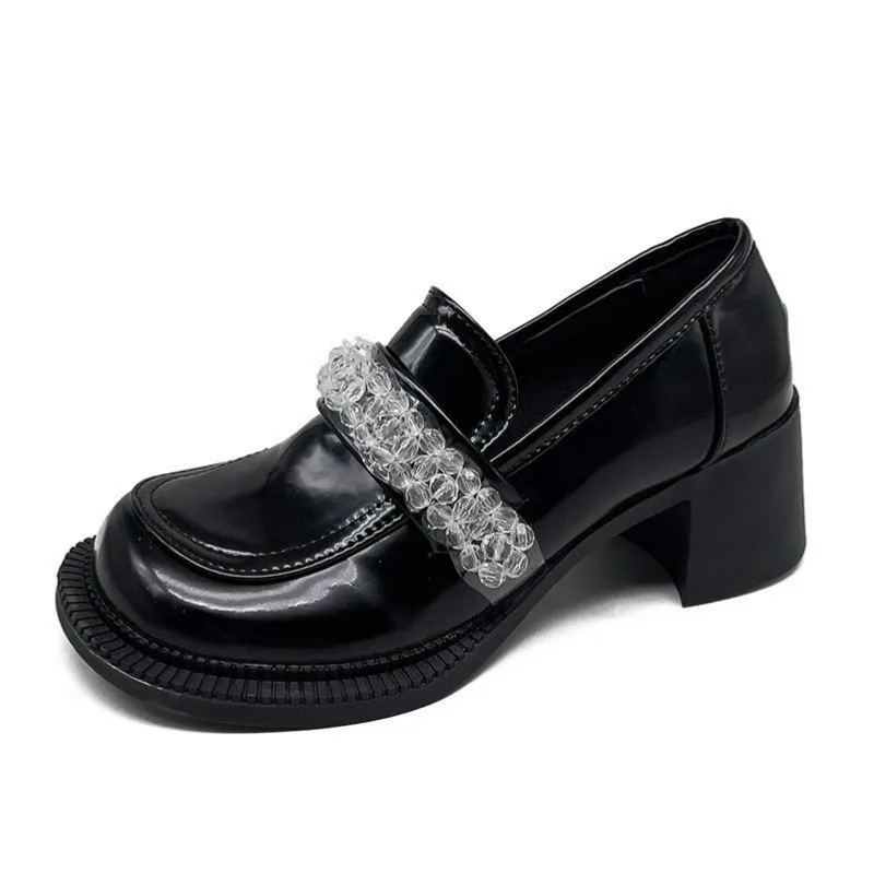 

Fashion Platform Women's Shoes Small Leather Shoes Women 2021 New Spring Autumn Chunky Heels Strap Ladies Shoes Tenis Feminino
