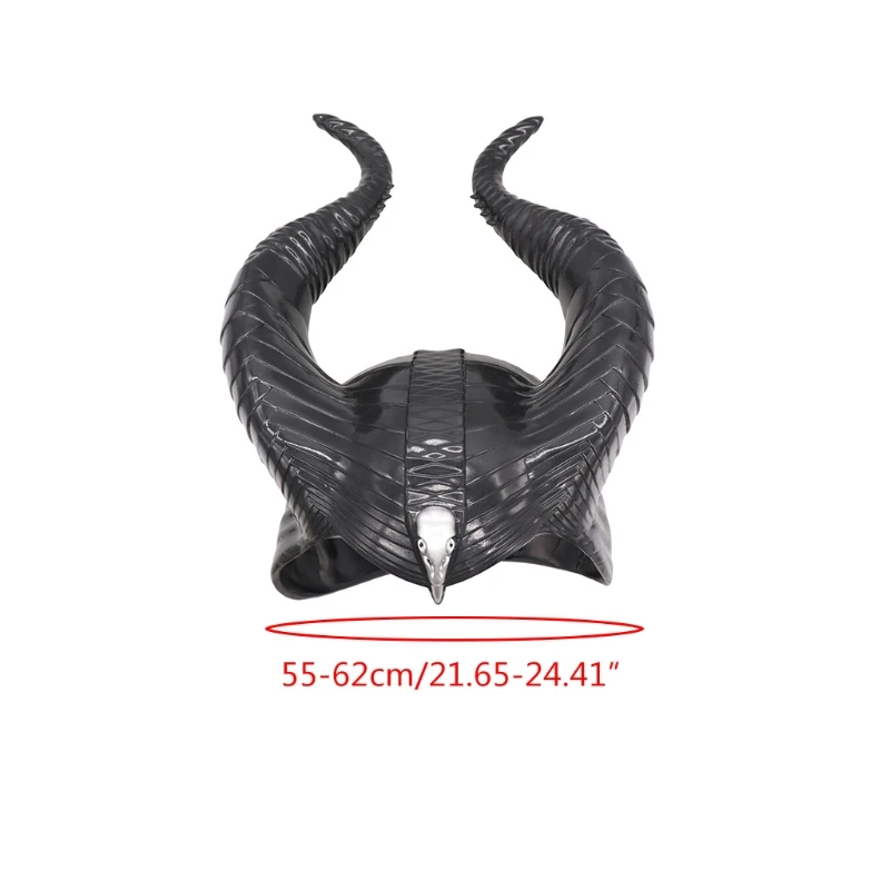 

Halloween Black Long Horn Hat Magic Witch Queen Cosplay Costume Accessories Headpiece Masquerade Headgear Party Props