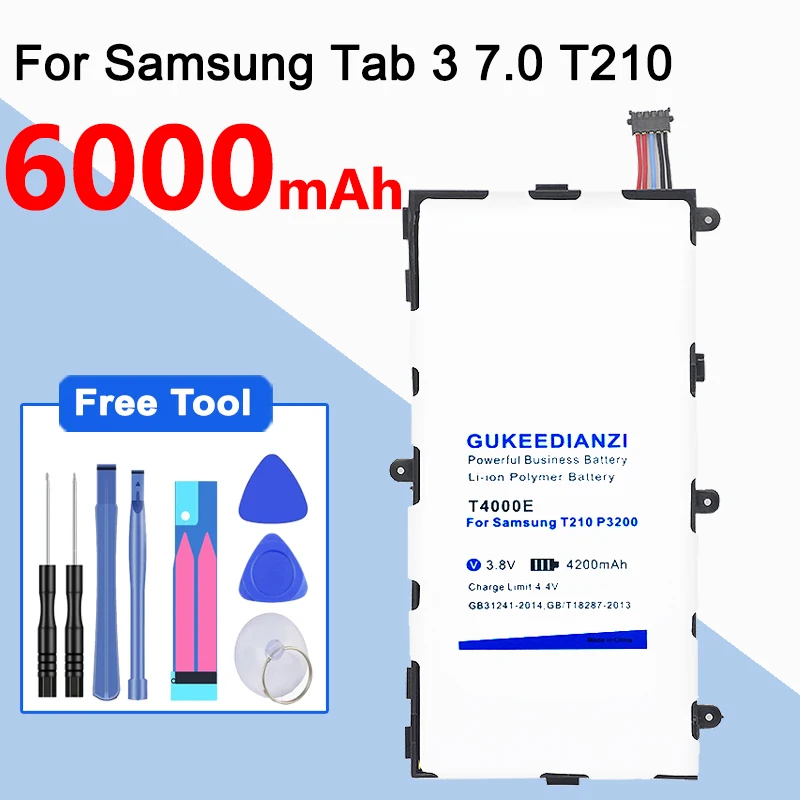 GUKEEDIANZI T4000E 6000 мАч планшет Батарея для samsung Galaxy Tab 3 7,0 SM T210 T211 T215 GT P3210 P3200 SM-T210 SM-T211 T217