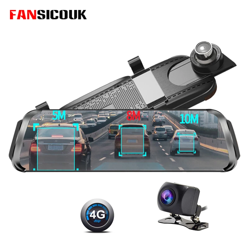 FANSICOUK 3G/4G ADAS Android автомобильный видеорегистратор 10 ''поток медиа зеркало заднего вида камера gps FM видео регистраторы 32 Гб SD карта 787