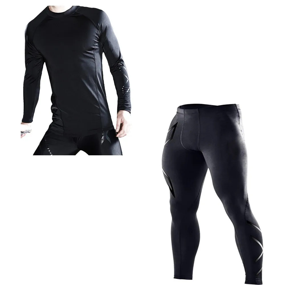 

Sport Suits Men Runing Compression T shirt Gym Sports Trained Clothes MMA Jogging Pant Rashguard Clothing Fitness SportWear Suit