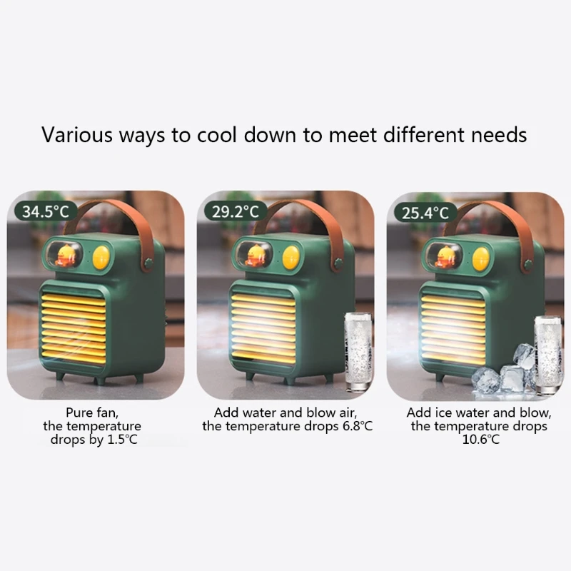 

Personal USB Air Cooler Spray Humidifier Cooling Fan w/ Night Light Air Cooler Fan Desktop Cooling Fan for Home Office