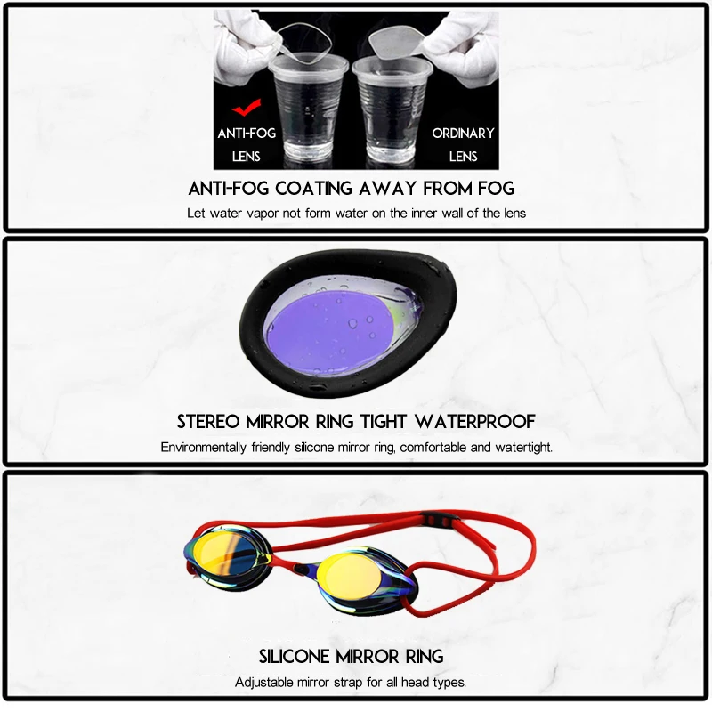 Professional Competition Swimming Goggles Plating Anti-Fog Waterproof UV Protection Silica Gel Diving Glasses Racing Spectacles