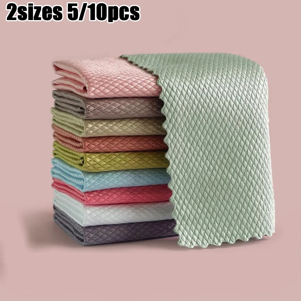 

5/10pcs Super Absorbent Microfiber Kitchen Dish Cloth High-efficiency Tableware Household Cleaning Towel Kitchen Tools
