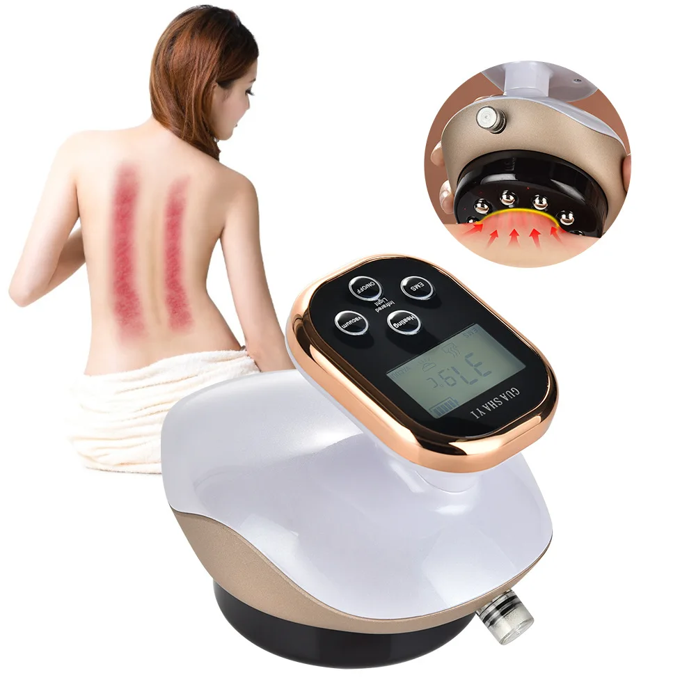 Electric Body Massager LCD Display Vacuum Suction Cups EMS Guasha Scraping Dredge Meridian IR Chinese Therapy Slimming Device