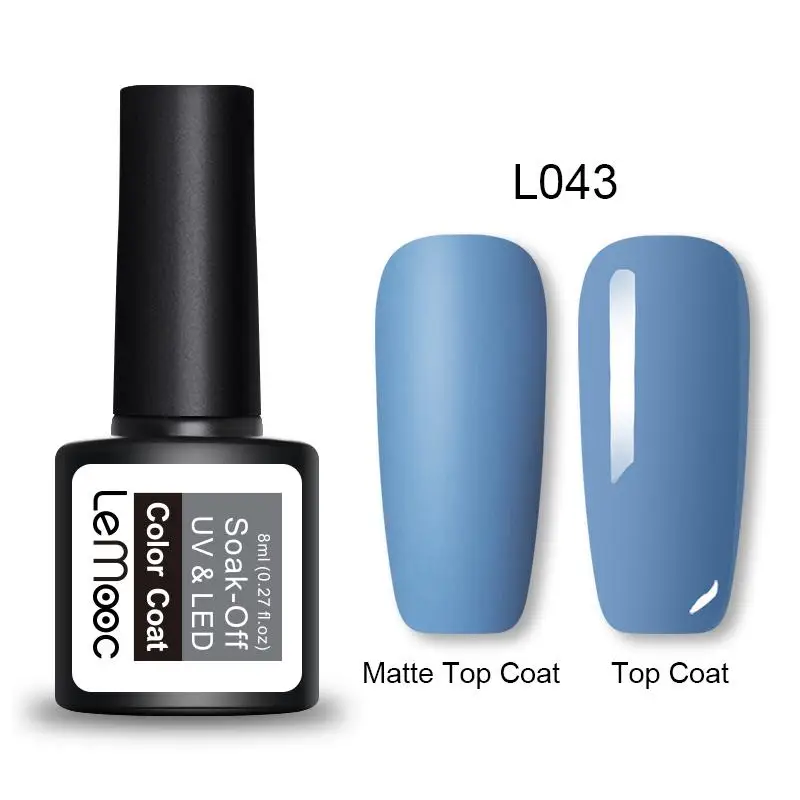 L043 LEMOOC 8 мл Лак для ногтей УФ-гель для ногтей полуматовый верхний слой Перманентный замачиваемый гель лак для ногтей гель-краска маникюрный лак - Цвет: L043