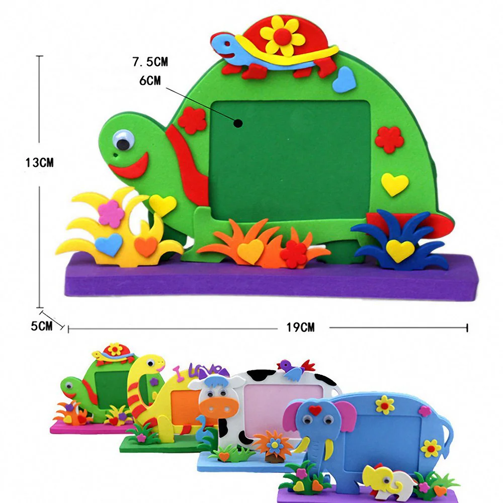 

Kids DIY EVA Photo Frame Foam Craft Toy Kits 3D Cartoon Animal Dinosaur Elephant Cow Turtle Children Handmade Educational Toys