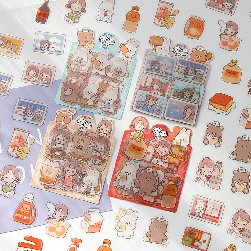 

40Pcs Mini Abu Series PET Sticker For Kids Cartoon Cute Girl Stickers Aethetic Phone Laptop Planner Decoration Kawaii Stationery