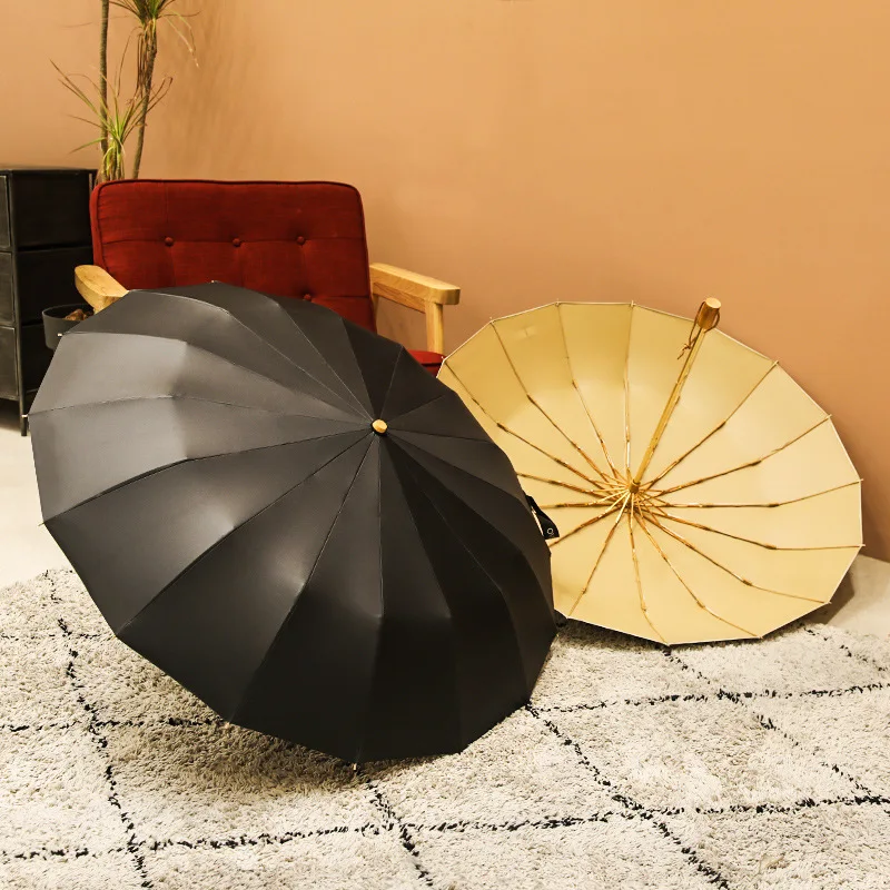 

Gift Umbrella 16 Bone Vinyl Three-folding Sun Rain Dual-use Parasol Aluminium Alloy Straight Pole Fashionable Lady's Umbrella