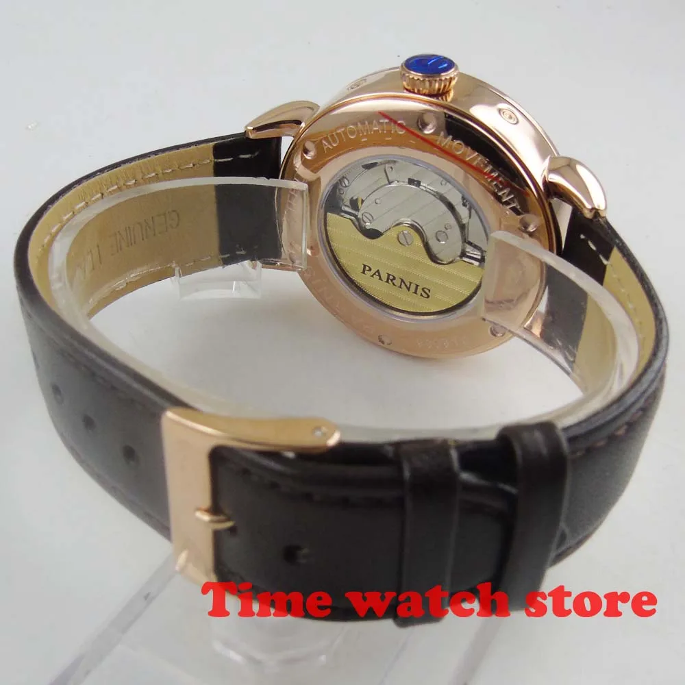 Мужские механические часы Parnis GMT золотистые водонепроницаемые автоматические