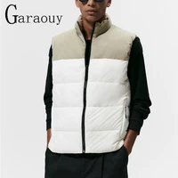 garaouy 2022 winter new fashion patchwork stand up collar warm thick vest men outdoor casual classic loose fit waistcoat mens za