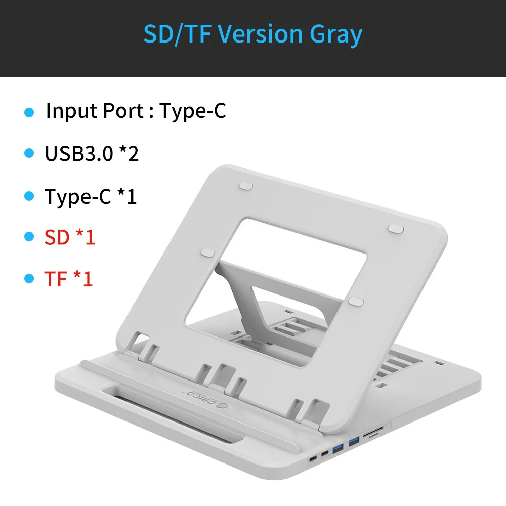 SD TF Model Gray ORICO usb-хаб с регулируемым держателем типа C на мульти USB 3,0 HDMI PD SD/TF кардридер адаптер сплиттер для ноутбука MacBook Pro - Цвет: SD TF Model Gray