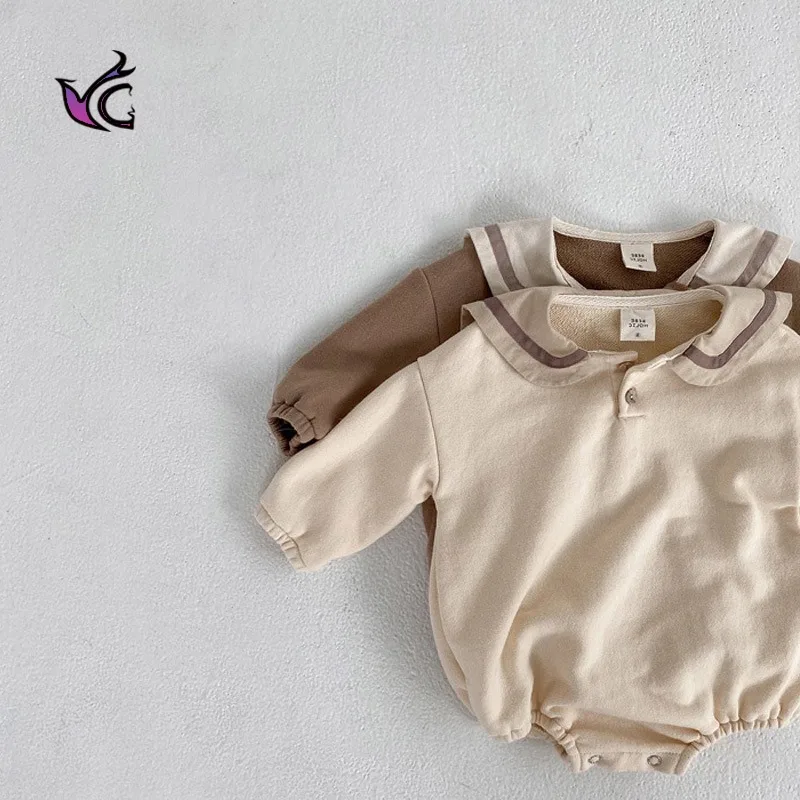 

Yg Children's Clothes 0-2 Years Old Boys And Girls Cute College Style Lapel One-piece Ha Clothes Foreign Air Bag Fart Climbing C