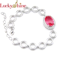luckyshine new for woman 925 silver bracelets bangles oval bi colored tourmaline bracelets family friend gifts jewel