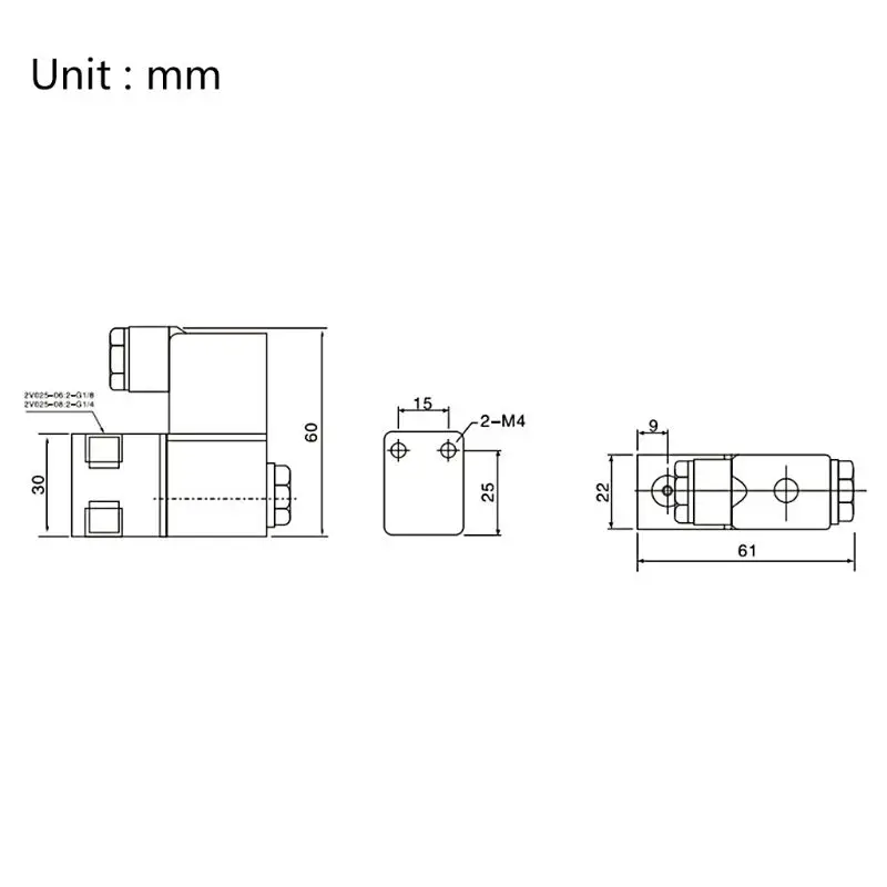 

2V025-08 Air Pneumatic Valve 1/4\" Solenoid Valve DC12V/DC24V/AC220V Voltage