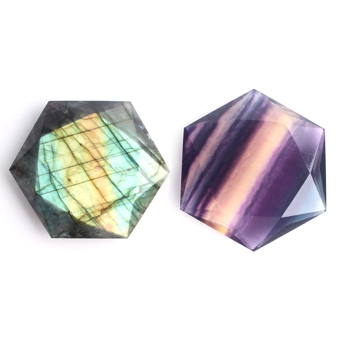 Высокое качество натуральный флюорит гексаграмма кулон Лабрадорит резной