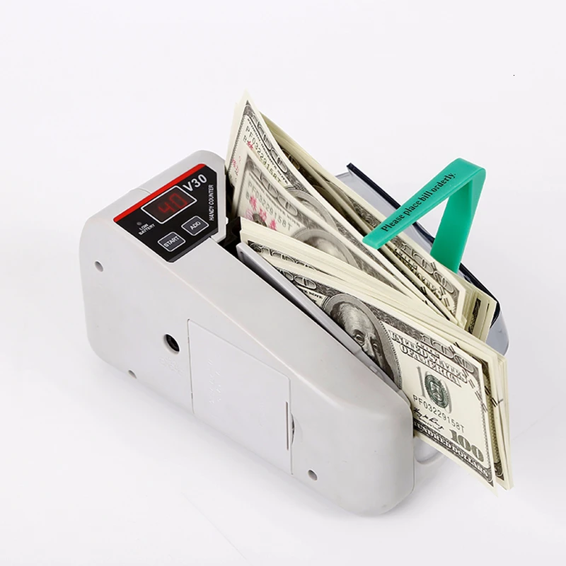 V30 Mini contatore di banconote portatile uso batteria/spina pratico schermo a LED contanti e banconote conteggio valuta macchina per soldi