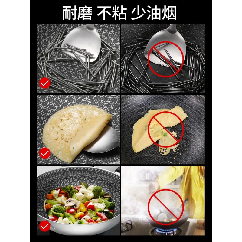 

304 Stainless Steel Wok Non-stick Pan Less Smoke Multi-function Household Cooking Pot Induction Cooker Gas for Wok