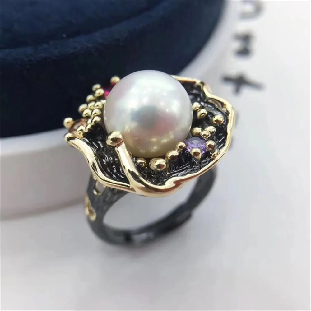 

Pearl Ring Settings, Fashionable Ring Findings, Adjustable Size 925 Silver Ring Jewelry DIY Making No Pearl