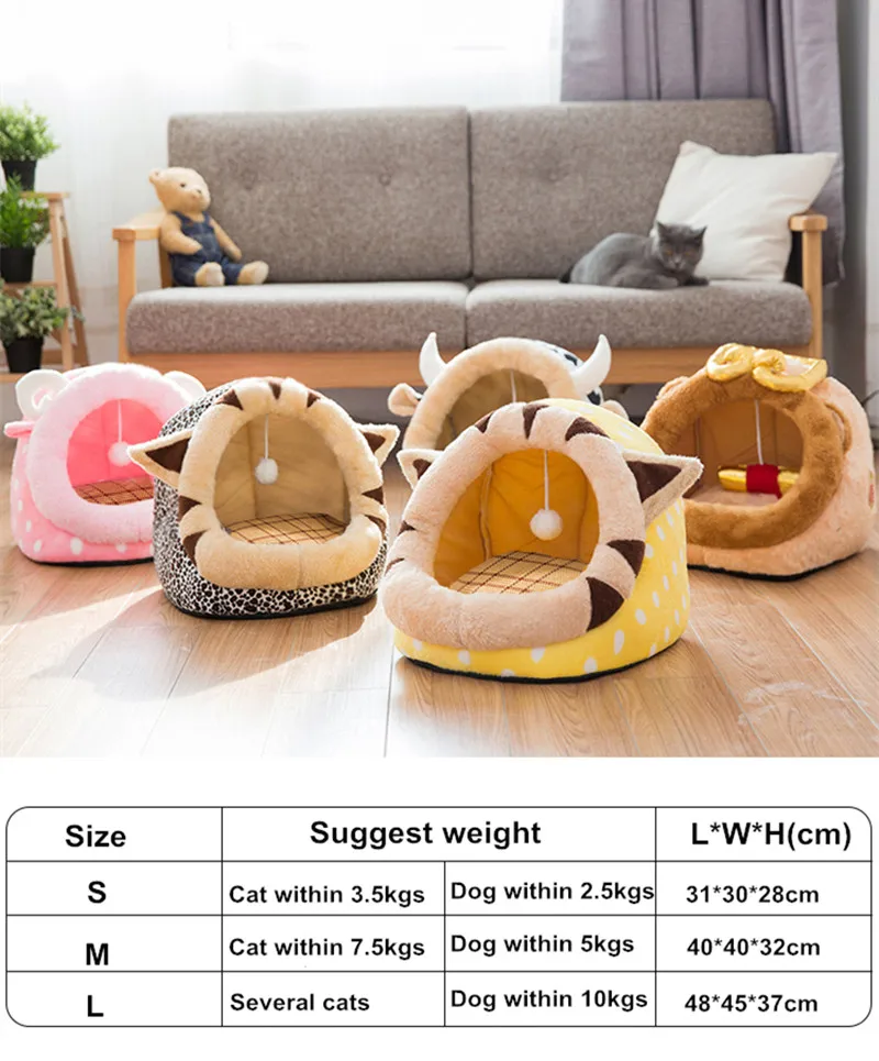 Милая мультяшная собачья кровать домик для маленьких средних собак кошка