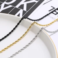 3mm width classic double strand twist chain men necklace stainless steel rope chain necklace for men women jewelry wholesale