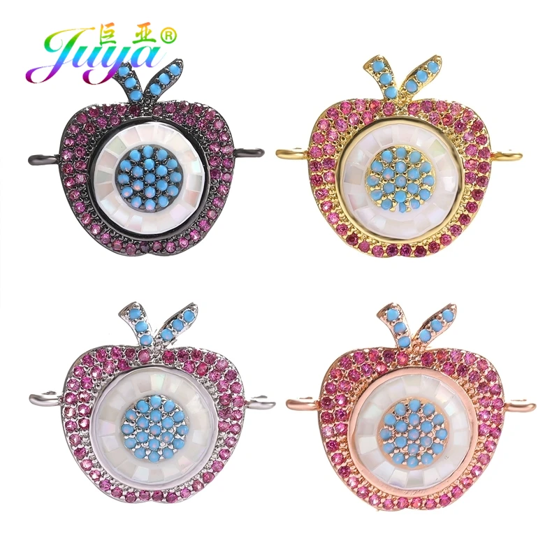 

Juya DIY Opal Shell Apple Turkish Evil Eye Charms For Needlework Greek Eye Pendant Jewelry Making Accessories Supplies